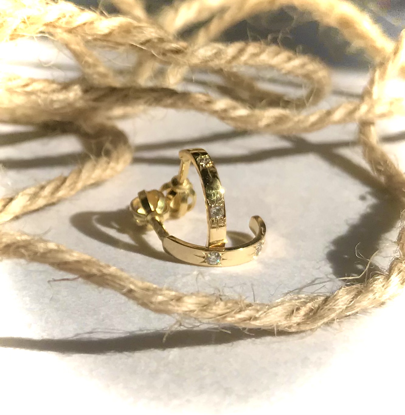 Diamond earrings ELS.Gold 18 carat.Hand made.