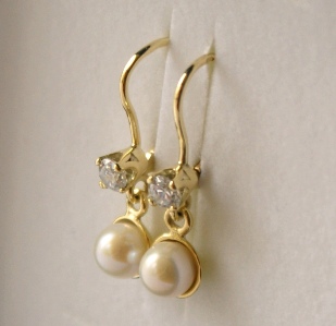 Náušnice s perlou,Originál.Ručná výroba.