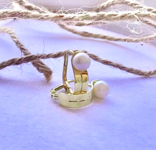 Väčšie zlaté náušnice s perlou. Originál,14 k.