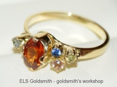 Zlatý prsteň Spessartine z ELS